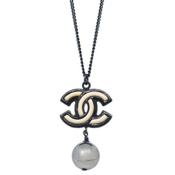CHANEL Jewelry - Chanel Chain Necklace Silver Black B13B 133913